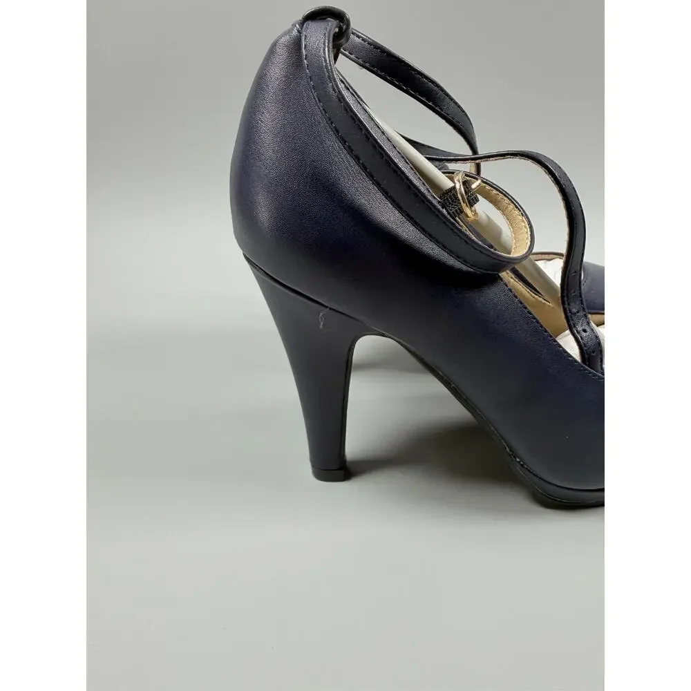 IDIFU Women’s Tracy Platform High Heel Pumps Blue/Navy Size 5.5 - Picture 4 of 7
